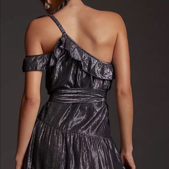 Anthropologie Maeve Ruffled One-Shoulder Midi Dress Size S - Picture 3 of 7